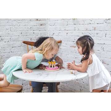 PlanToys Two-Sided Birthday Party Cake Pretend Play Food Set (3488) | Sustainably Made from Rubberwood and Non-Toxic Paints and Dyes