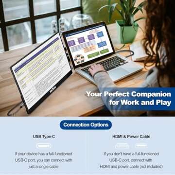 InnoView Portable Monitor 15.6" 1080P Portable Monitors for Laptop with Protective Sleeve Built-in 9...