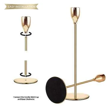 Elegant Gold Candle Holders Set for Weddings & Home Decor