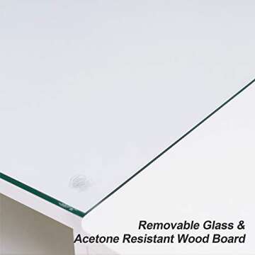 BarberPub Manicure Table, Nail Makeup Desk with Drawers, Storage Beauty Salon Workstation 2611 (White)