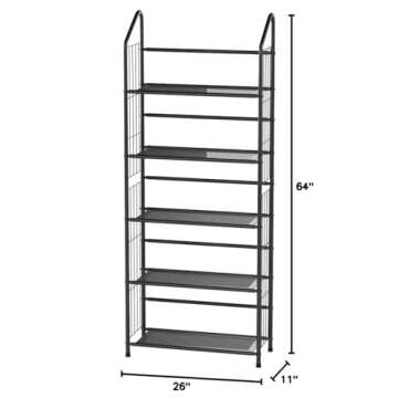 Unbrand Black 5 Tier Metal Bookshelf Rack for Stylish Storage