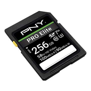 PNY 256GB PRO Elite Class 10 U3 V30 SDXC Flash Memory Card - Fast, Durable Performance for 4K UHD Vi...