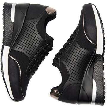 High Heeld Wedge Sneakers for Women - Ladies Hidden Sneakers Lace Up Shoes, Best Chioce for Casual and Daily Wear