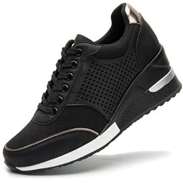High Heeld Wedge Sneakers for Women - Ladies Hidden Sneakers Lace Up Shoes, Best Chioce for Casual and Daily Wear