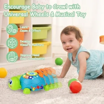 KWYZ Musical Light Up Turtle Crawling Toy for Infants