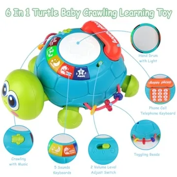 KWYZ Musical Light Up Turtle Crawling Toy for Infants