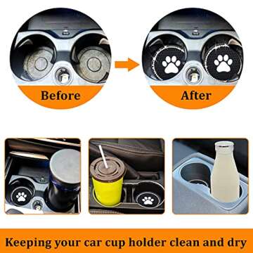 Car Coasters for Cup Holder,Dermasy 2 Pack Cute Bling Car Cup Holder Coaster with Rhinestone for Women and Girl 2022 Universal Anti Slip Silicone Automotive Interior Accessories Set (Cartoon)