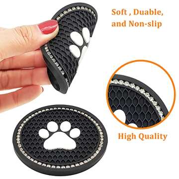 Car Coasters for Cup Holder,Dermasy 2 Pack Cute Bling Car Cup Holder Coaster with Rhinestone for Women and Girl 2022 Universal Anti Slip Silicone Automotive Interior Accessories Set (Cartoon)