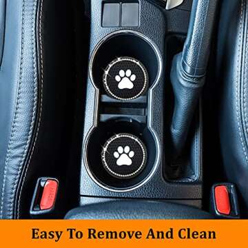 Car Coasters for Cup Holder,Dermasy 2 Pack Cute Bling Car Cup Holder Coaster with Rhinestone for Women and Girl 2022 Universal Anti Slip Silicone Automotive Interior Accessories Set (Cartoon)