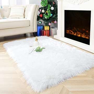 Noahas Luxury Fluffy Rugs Bedroom Furry Carpet Bedside Faux Fur Sheepskin Area Rugs Children Play Princess Room Decor Rug, 3 x 6 Feet