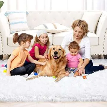 Noahas Luxury Fluffy Rugs Bedroom Furry Carpet Bedside Faux Fur Sheepskin Area Rugs Children Play Princess Room Decor Rug, 3 x 6 Feet