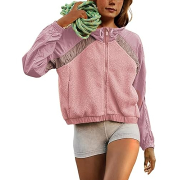 Aimiray Women's Winter Fleece Jackets Zip Up Oversized Sherpa Coats Fuzzy Patch Outerwear with Pocke...