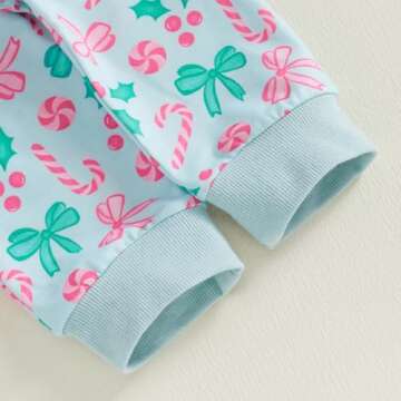 PUHHAPIEY Baby Girl Fall Winter Outfits Toddler Clothes Long Sleeve Bow Printed Crewneck Sweatshirt + Pants Set (Pale Turquoise, 3-4T)