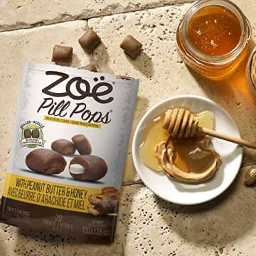 Zoe Zoë Pill Pops for Dogs, Healthy Dog Treats, All Natural Dog Treats to Hide Medication, Peanut Butter with Honey Recipe, 3.5 oz