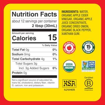 Bragg Organic Oil-Free Vinaigrette Salad Dressing and Marinade - 12 fl oz - Gluten-Free Dressing with Bragg Apple Cider Vinegar