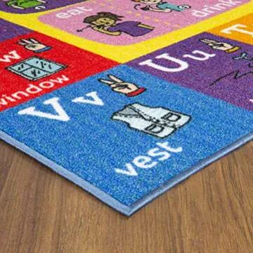 KC Cubs ABC Alphabet ASL Sign Language Educational Learning & Fun Game Play Area Non Slip Boy & Girl Kids Rug Carpet for Children Bedroom, Toddler Classroom & Baby Playroom Mat, 3' 3" x 4' 11"