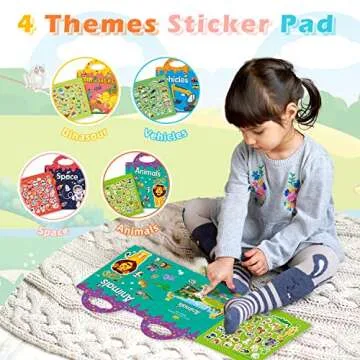 Sticker Book Reusable - 4 Sets Sticker Pads - Removable Stickers Toy for Kids Fashion Activity, Crea...