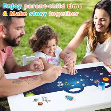 Sticker Book Reusable - 4 Sets Sticker Pads - Removable Stickers Toy for Kids Fashion Activity, Creative Sticker Story Books for Toddlers Age 3+ Birthday Gifts (Animals, Dinosaurs, Space, Vehicles)