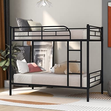 Anwick Bunk Bed, Twin Over Twin Metal Bunk Bed with Ladder and Safety Rail