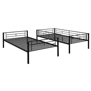 Modern Twin Over Twin Metal Bunk Bed with Ladder Safety Rail
