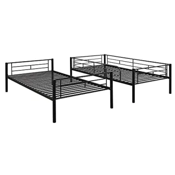 Modern Twin Over Twin Metal Bunk Bed with Ladder Safety Rail