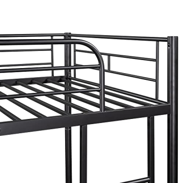 Modern Twin Over Twin Metal Bunk Bed with Ladder Safety Rail