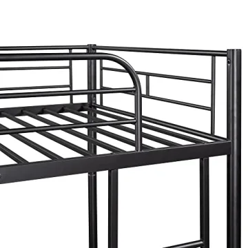 Modern Twin Over Twin Metal Bunk Bed with Ladder Safety Rail