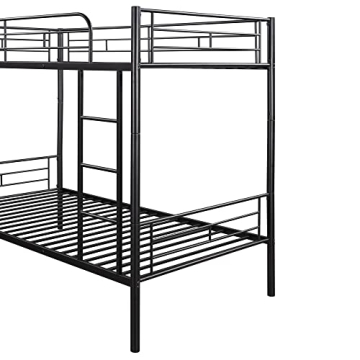 Modern Twin Over Twin Metal Bunk Bed with Ladder Safety Rail