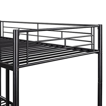 Modern Twin Over Twin Metal Bunk Bed with Ladder Safety Rail