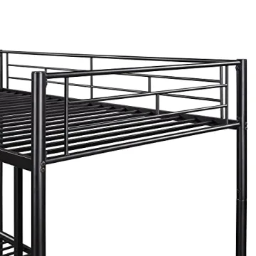 Modern Twin Over Twin Metal Bunk Bed with Ladder Safety Rail