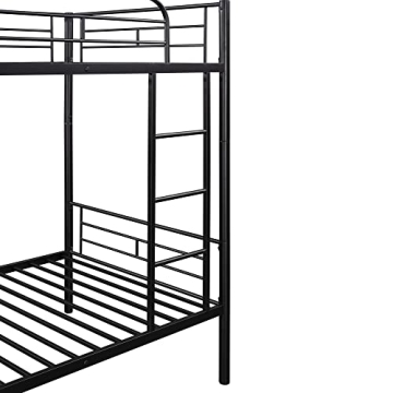 Modern Twin Over Twin Metal Bunk Bed with Ladder Safety Rail