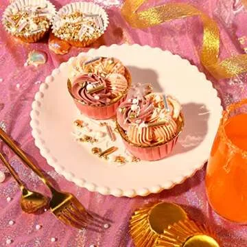 White Deluxe Gold Sprinkles for Cake Decorating 7ounce - Gold Sugar Pearl Metallic Sprinkles for Cupcake Toppers, Ice Cream, Candy, Cookie Decorations - Jimmies, Confetti for Wedding Party Celebrations