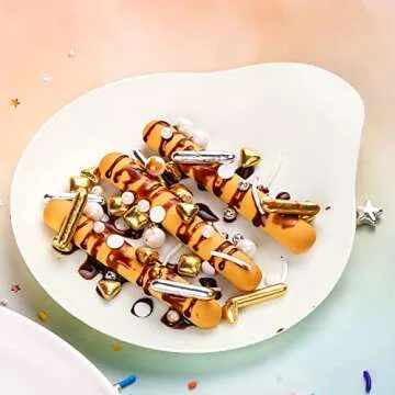 White Deluxe Gold Sprinkles for Cake Decorating 7ounce - Gold Sugar Pearl Metallic Sprinkles for Cupcake Toppers, Ice Cream, Candy, Cookie Decorations - Jimmies, Confetti for Wedding Party Celebrations