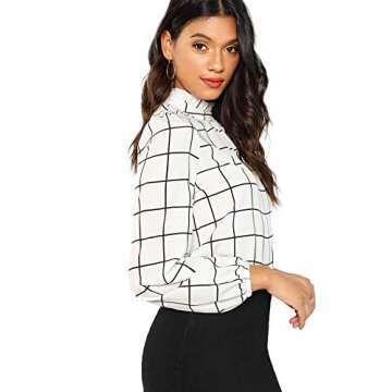 Stylish ROMWE Women's Check Blouse for Work & Fun