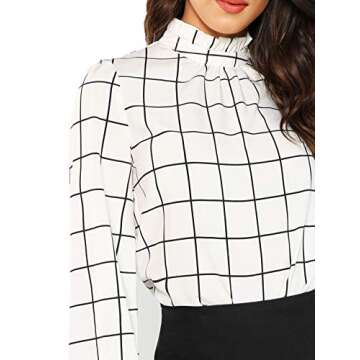Stylish ROMWE Women's Check Blouse for Work & Fun