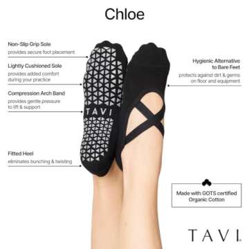 TAVI Chloe Fashion Criss-Cross Grip Socks for Fitness