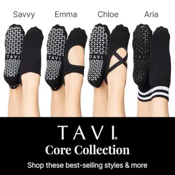 TAVI Chloe Fashion Criss-Cross Grip Socks for Fitness