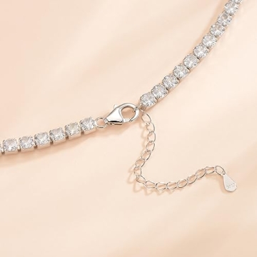 Cranmadia Sterling Silver May Birthstone Emerald Tennis Necklaces for Women 4mm Tennis Necklace Fashion Jewelry Birthday Gifts for Women Mom Wife Her