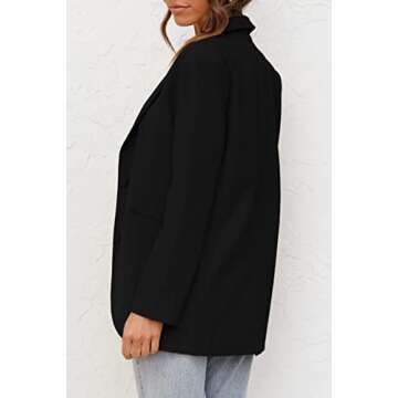 Womens Casual Blazers Long Sleeve Oversized Open Front Business Lapel Button Work Office Jackets Black