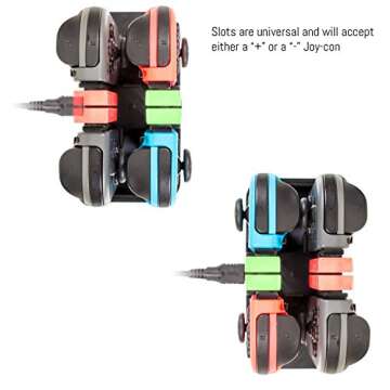 Orzly Nintendo Switch Joy Con Charging Dock, Pro Controller Charging Station, Charge Stand Becomes Charger for Upto 4 JoyCons or Nintendo Switch Pro Controller, USB Power, Type C Cable Included