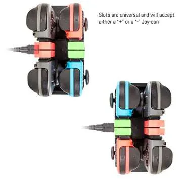 Orzly Nintendo Switch Joy Con Charging Dock, Pro Controller Charging Station, Charge Stand Becomes Charger for Upto 4 JoyCons or Nintendo Switch Pro Controller, USB Power, Type C Cable Included