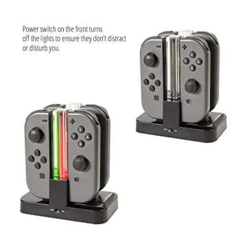 Orzly Nintendo Switch Joy Con Charging Dock, Pro Controller Charging Station, Charge Stand Becomes Charger for Upto 4 JoyCons or Nintendo Switch Pro Controller, USB Power, Type C Cable Included