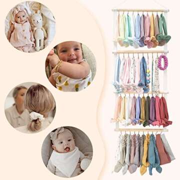 POVETIRE Headband Holder for Girls Baby Headband Organizer Head Bands Hair Accessories Display Organizer Wall Hanging Decor for Nursery Toddler Girl Room