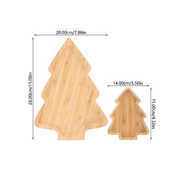 Didiseaon 2pcs Christmas Tree Tray Wooden Appetizer Tray Sushi Serving Tray Reusable Snack Containers Japanese Sashimi Plate Xmas Holiday Wood Tableware for Home Kitchen