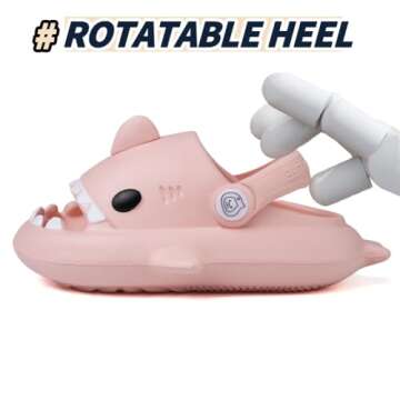 Toddler Shark Slides, Girls Pillow Cute Shark Slippers Kids Boys Beach Non-Slip Thick Cloud Slides Sandals Size 7 Pink