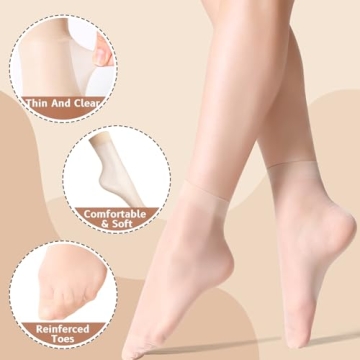 Stylish MANZI 12 Pairs Women's Ankle High Sheer Socks