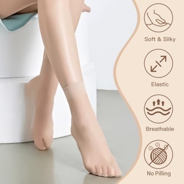 Stylish MANZI 12 Pairs Women's Ankle High Sheer Socks