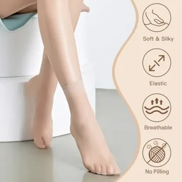 Stylish MANZI 12 Pairs Women's Ankle High Sheer Socks