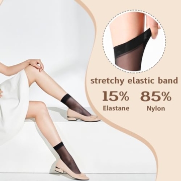 Stylish MANZI 12 Pairs Women's Ankle High Sheer Socks