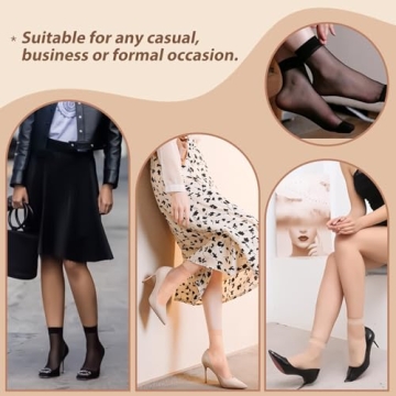 Stylish MANZI 12 Pairs Women's Ankle High Sheer Socks